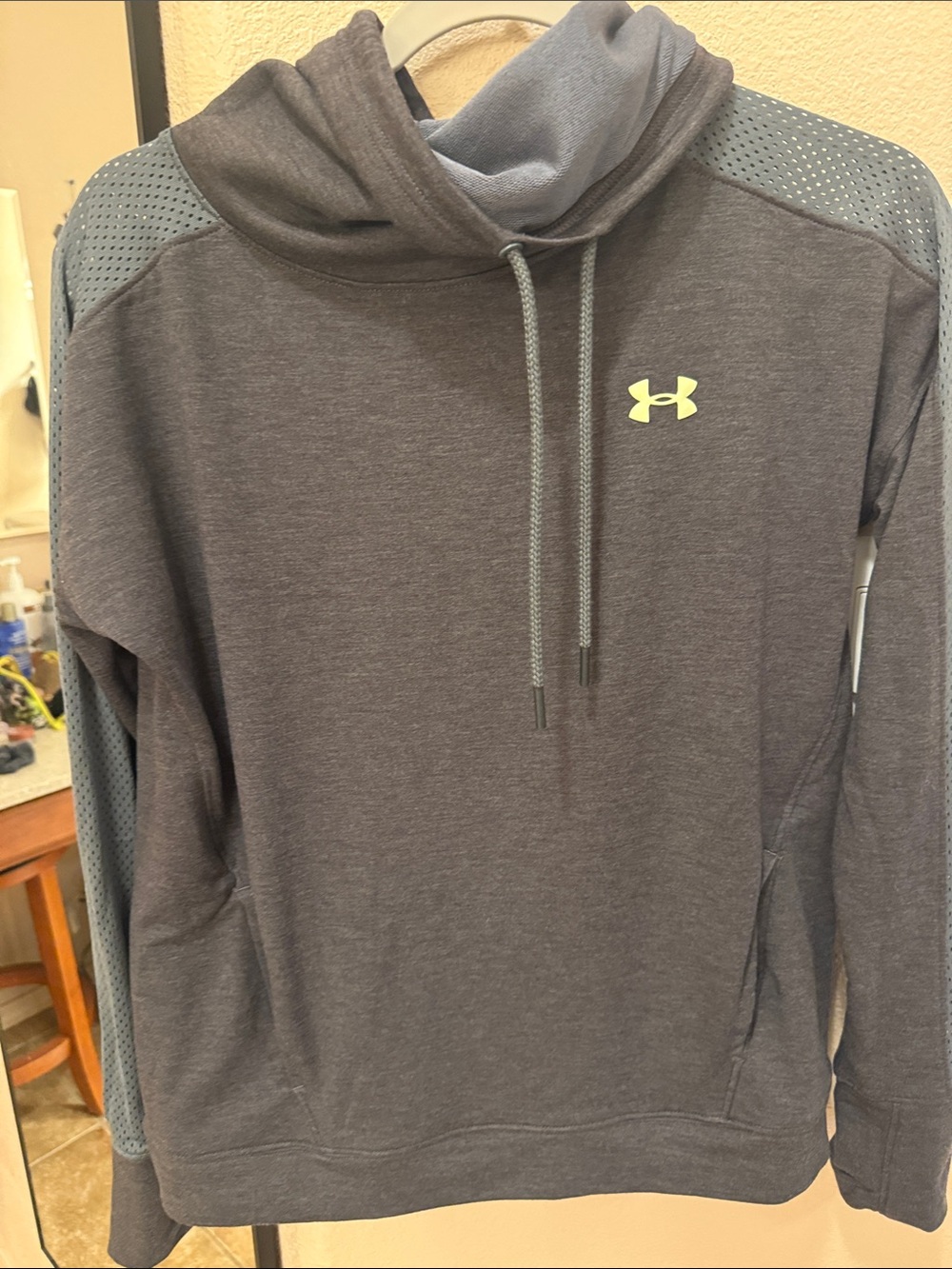Under Armour Women’s Charcoal Hoodie with Neon Yellow Logo